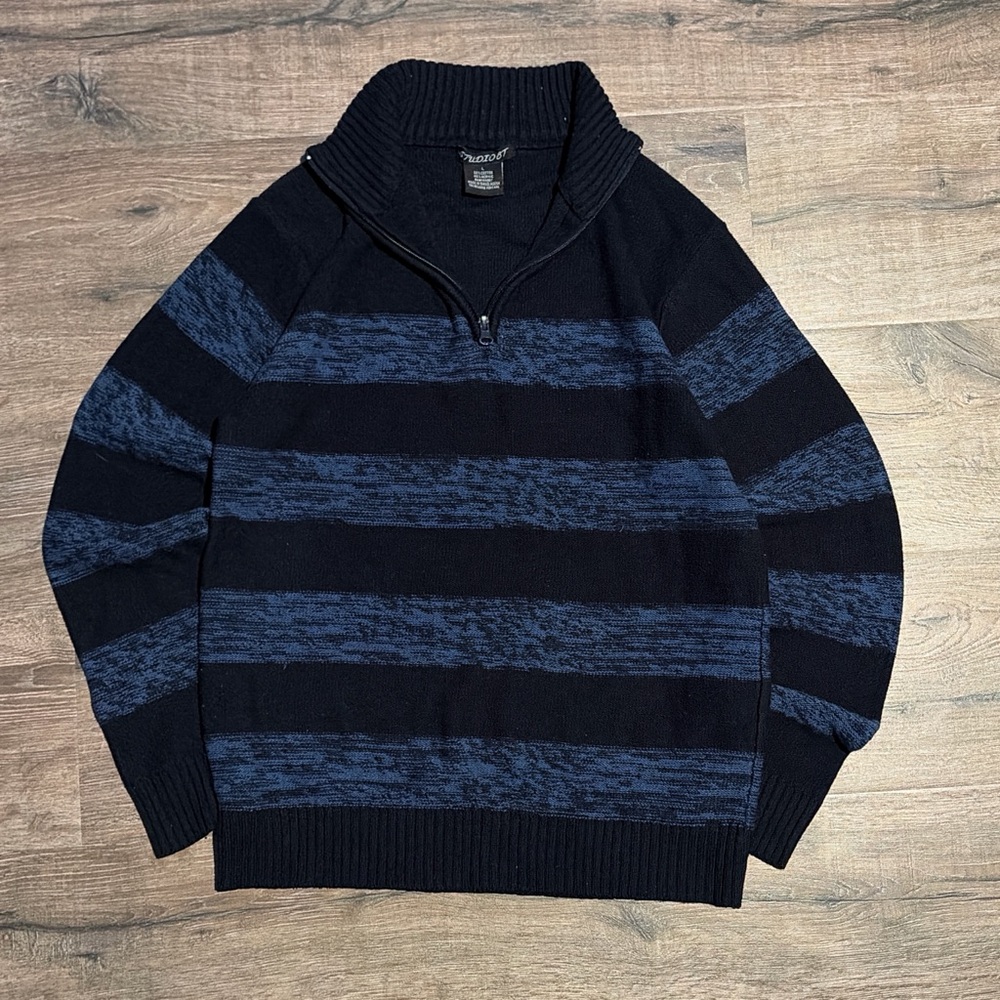Studio Women's Striped Quarter Zip Sweater